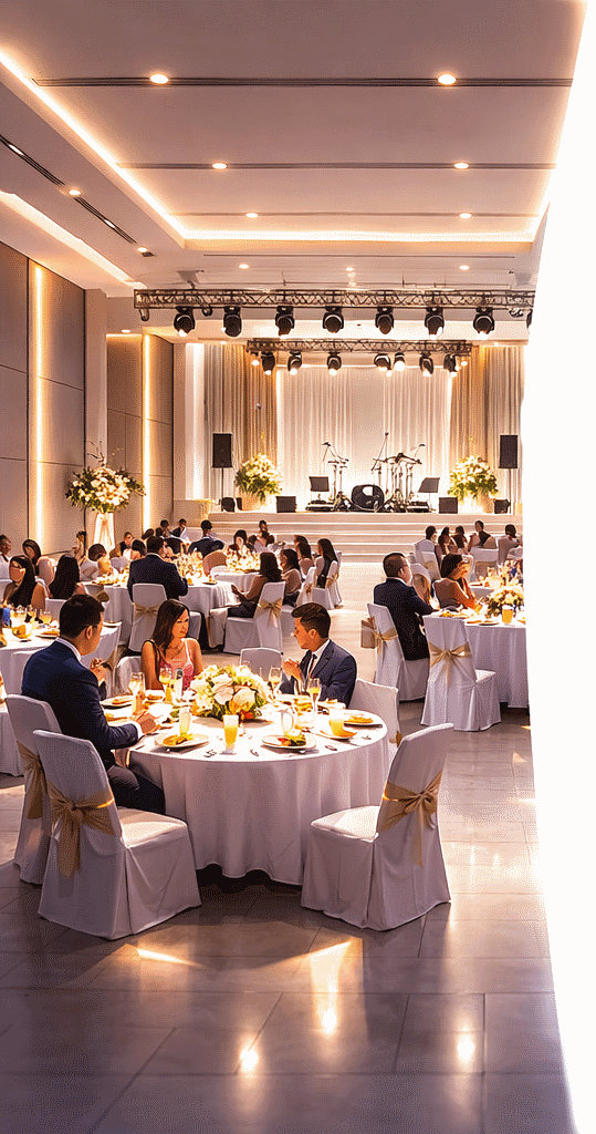 Düğün salonu yemek modu aydınlatması